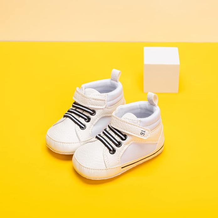 CENCIRILY Baby Boys Girls High Top Sneakers Soft Soles Anti Skid Infant Ankle Shoes Toddler Prewalker First Walking Crib Shoes