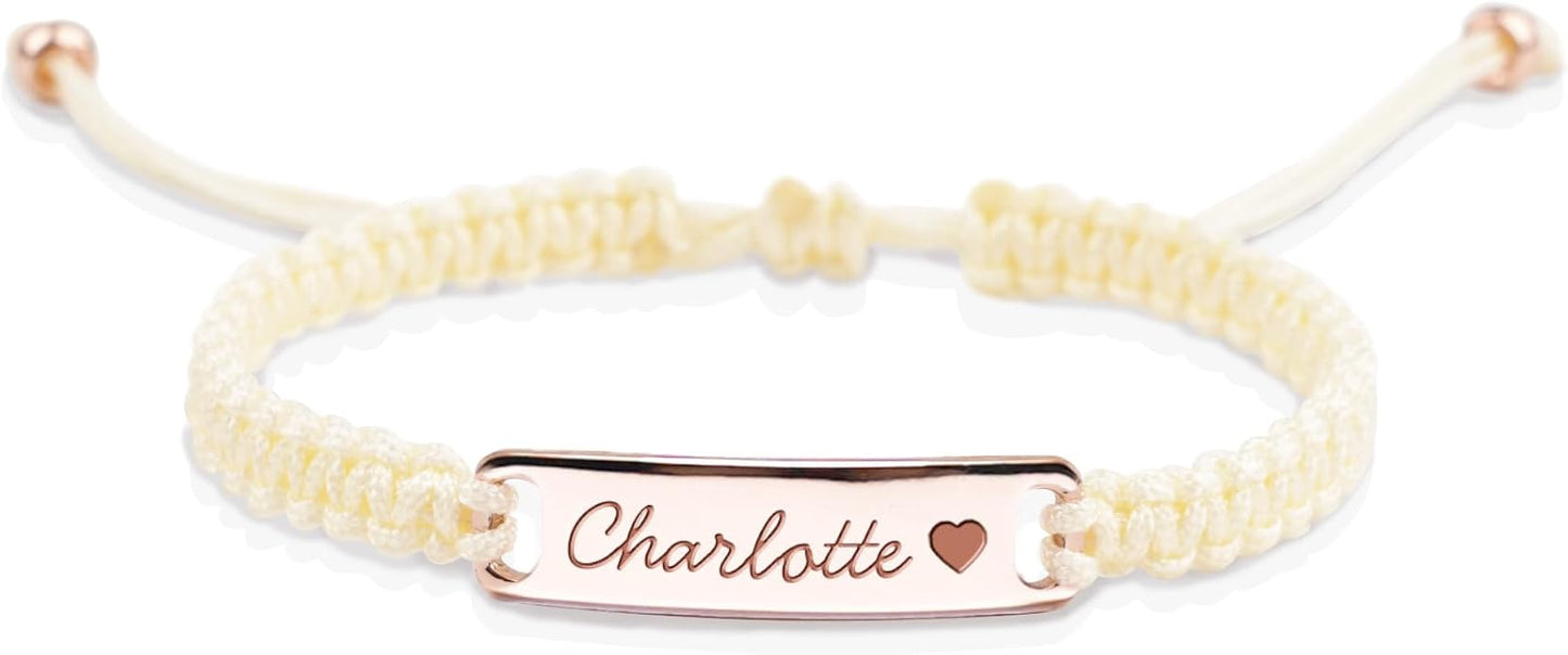 Personalized Baby Bracelet, 18K Gold Plated Custom Name Bracelet, Braided Cord Baby Bracelet Adjustable for Baby Girls and Boys as Birthday Gift Baptism Gift