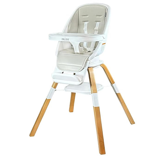 Turn-A-Tot High Chair for Babies and Toddlers, 2 in 1 Wooden Portable Baby Feeder or Adjustable Child's Seat with 360 Degree Swivel, Removable Tray, and Pad (Grey Taupe)