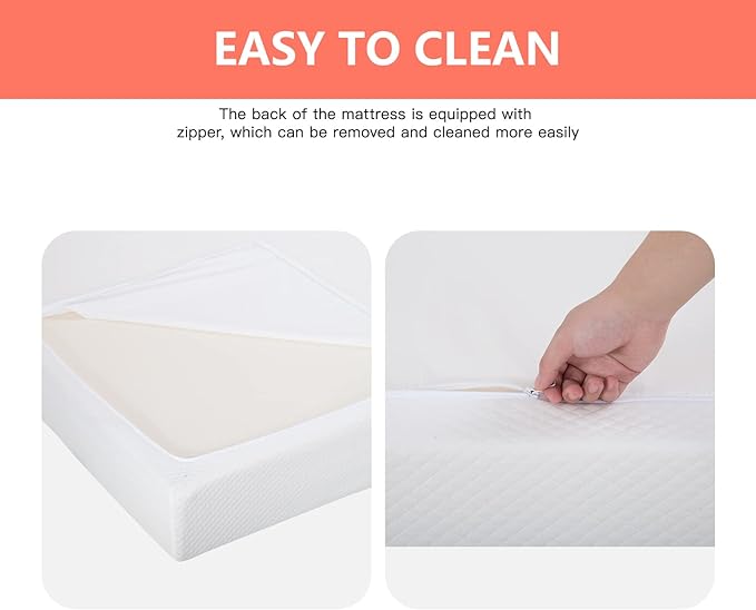 FDW | 5 Inch Queen Mattress | Medium Firm | Gel Memory Foam Mattress | White | Bed in a Box, CertiPUR-US Certified | Pressure Relief, Cooling Ventilated Foam | Washable Removable Cover