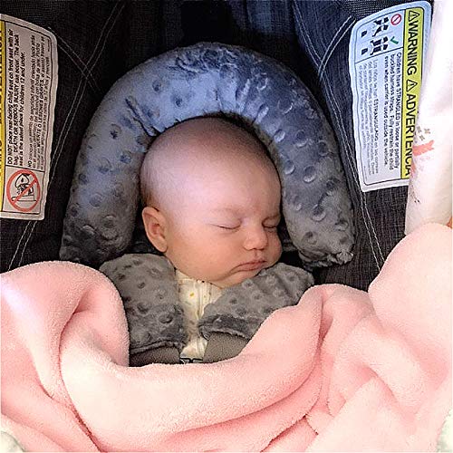 Baby Infant Head and Neck Support Pillow with Seat Belt for Car Seat -Extra Soft 3-in-1 Toddler Car Seat Insert Cushion Pad for Car Seats Water Pink