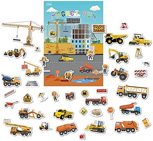 Magnetic Portable Playboard Construction Site Engineering Vehicles (44 Pcs)