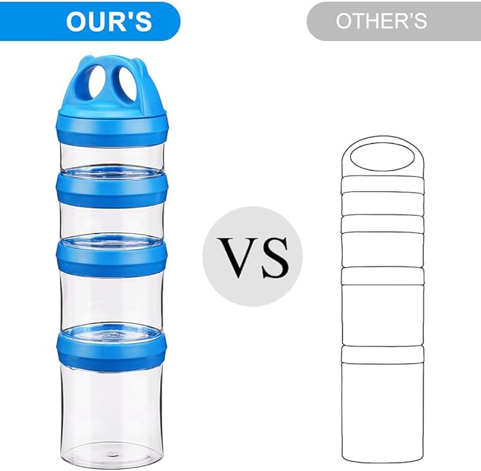 SELEWARE Portable Stackable Food Storage Containers for Snacks Formula Powder and Drinks Twist Lock System Airtight Leak-proof BPA and Phthalate Free Red Blue and White