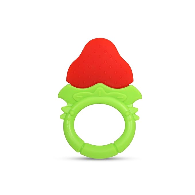 RaZbaby Fruitique Infant & Baby Massager & Teether Toy 3-Pack, Fruit-Shaped Multi-Texture Teethers Soothe Sore Gums, Non-Toxic BPA-Free Food-Grade Silicone, Hands-Free & Easy to Hold, 3M+