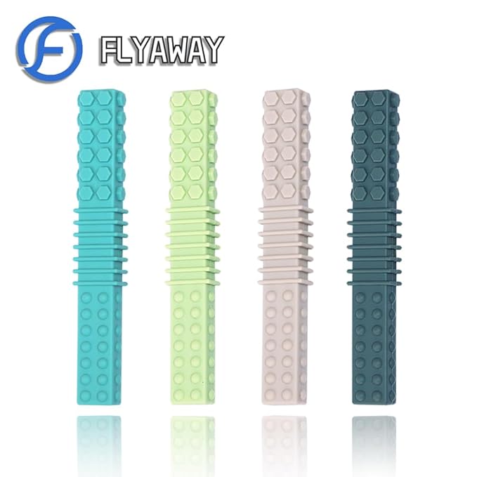 Sensory Chew Toys for Kids, 4 Pack Teething Sticks Oral Motor Tool for Baby 3-6 6-12 Months, Silicone Mouth Fidgets Stim Toy for Boys Girls with Autism, ADHD, Autism, Biting Needs