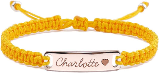 Personalized Baby Bracelet, 18K Gold Plated Custom Name Bracelet, Braided Cord Baby Bracelet Adjustable for Baby Girls and Boys as Birthday Gift Baptism Gift
