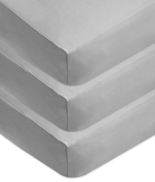 American Baby Company 3 Pack 100% Natural Cotton Fitted Crib Sheets 52" x 28" - Soft, Breathable, Hypoallergenic & Gentle Toddler Bed Sheets, Grey, Neutral for Boys & Girls