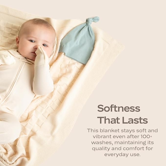 MON CHOU Premium Knit Baby Blanket - Luxuriously Soft Pima Cotton Throw for Crib, Nursery, or Stroller - Lightweight, Breathable Organic Cotton Baby Blanket - 30” x 37”