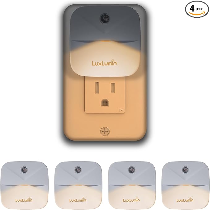 LED Night Light, Night Lights Plug into Wall with Smart Dusk to Dawn Sensor, Automatically Turn on and Off,Night Light for Kids,Bedroom,Bathroom,Stairs,Warm White, 4 Packs
