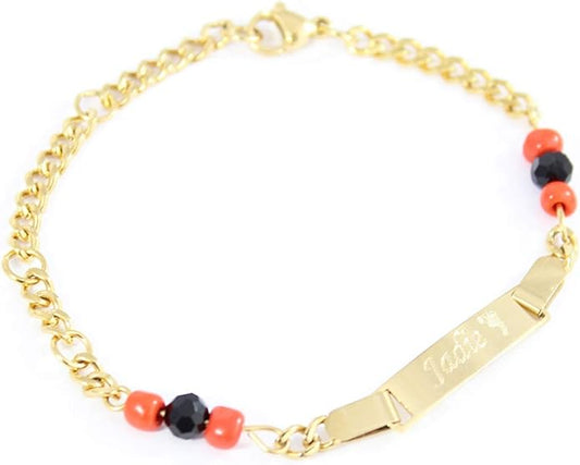 Tina&Co Personalized 18K Gold Plated Baby Name Bracelet Custom Bracelets for Kids Id Protection Bracelet Baptism for Girls