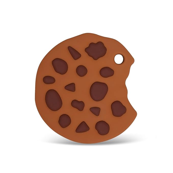 Baby Essentials Silicone Teether,Sensory Chew Toys,BPA Free Soft and Effective Infant Teething Pain Relief Toys,Freezer Safe,Food Grade Silicone,Best Shower Gift for Boys and Girls (Cookie).