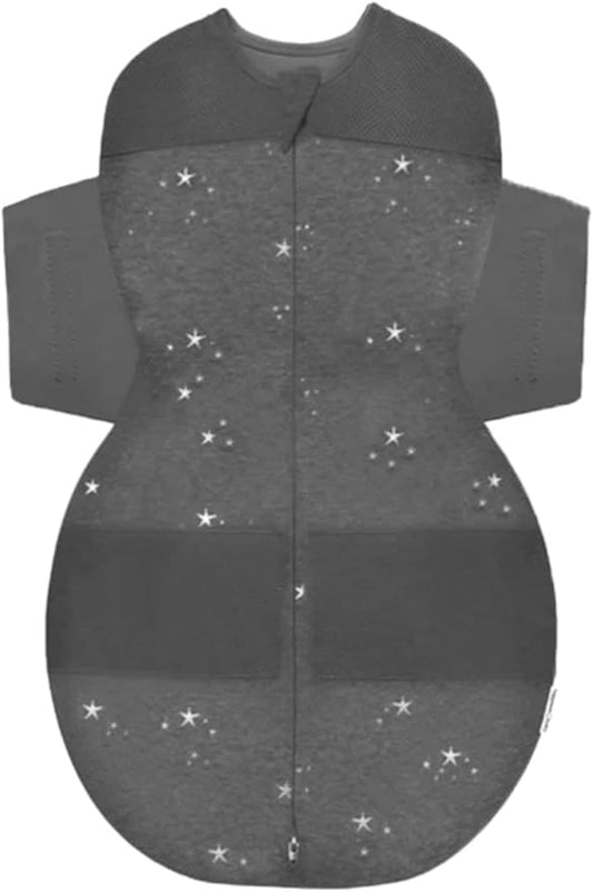 Happiest Baby SNOO Sleep Sack - 100% Organic Cotton Baby Swaddle Blanket - Doctor Designed Promotes Healthy Hip Development (Charcoal Stars, X-Large)