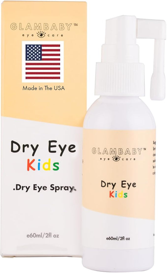 GlamBaby Dry Eye Spray for Kids of All Ages | Gentle, Soothing Hypochlorous Spray, 60ml | Relief Eye Drops for Dry Eyes | for Tired Eyes and Device Fatigue | Gentle Eye Care Solution for Eye Strain
