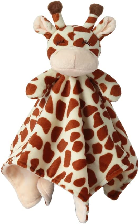 CREVENT Soft Plush Animal Face Security Blankets for Boys and Girls, Great Gifts for Birthday Baby Shower(Brown Giraffe)