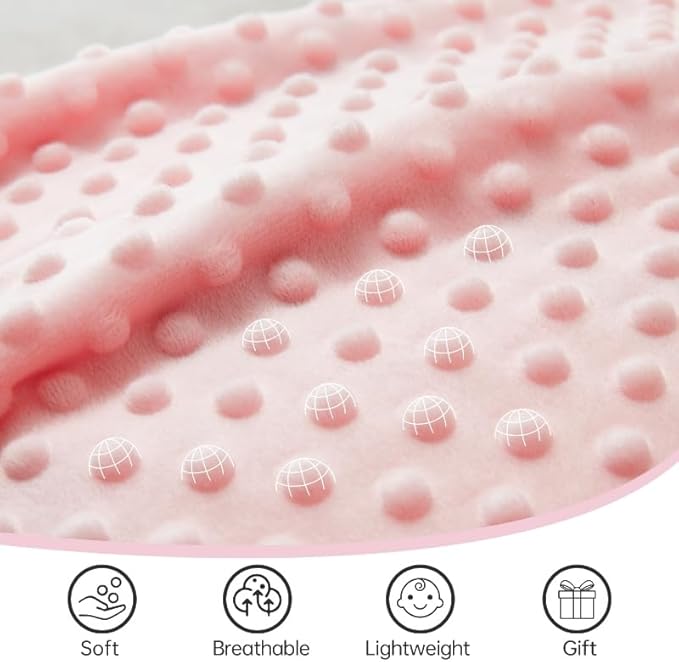 QSTEHEML Baby Blankets for Girls,Super Soft Elephant Nursery Minky Blanket Neutral,Baby Gifts Double Layer with Dotted Backing,Pink Newborn Blankets for Crib Stroller(Elephant, 30 * 40inch)
