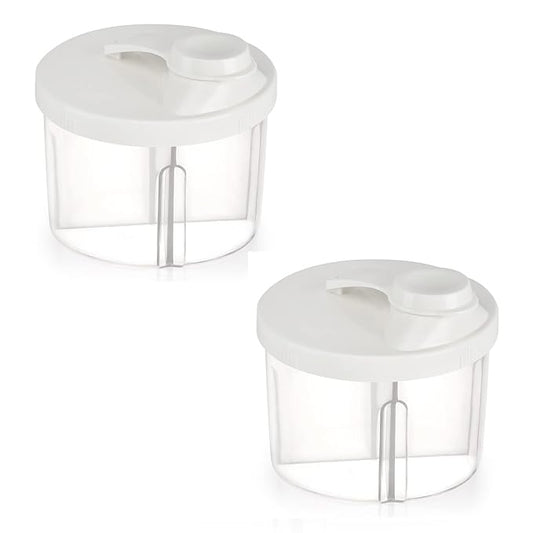 Accmor Baby Formula Dispenser On The Go, Non-Spill Rotating Four-Compartment Formula Container to Go, Milk Powder Kids Snack Container for Infant Toddler Travel Outdoor, White, 2 Pack