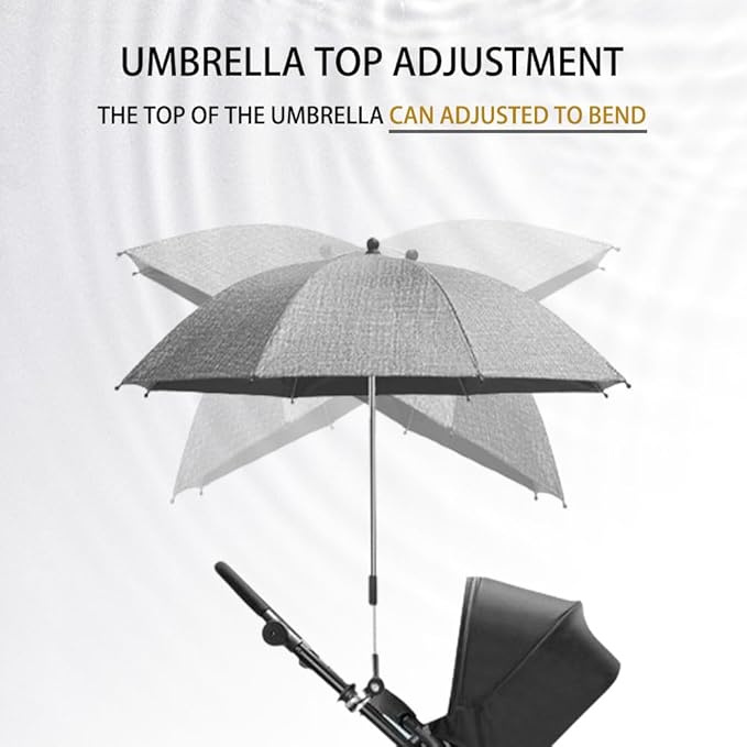 Convenient and Lightweight, Clip-On, Adjustable Steering, Universal, Umbrella Baby Stroller, Stroller Umbrella Attachment for Sun Protection
