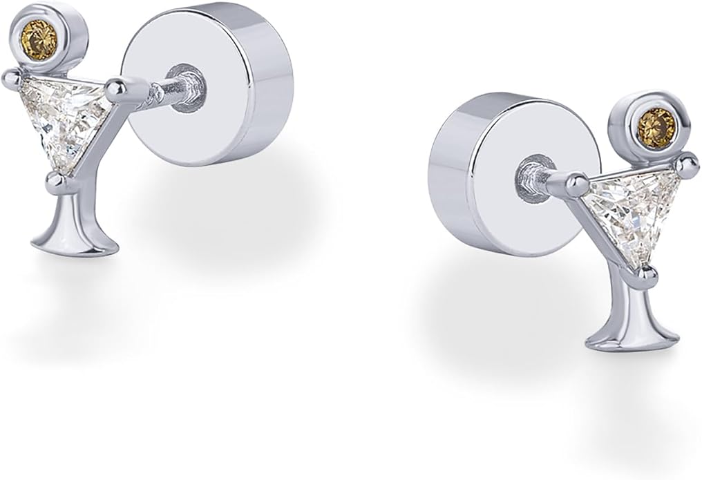 PAVOI 14K Gold Plated Dainty Flat Back Earrings for Women - Hypoallergenic Sterling Silver Posts Helix Cartilage Piercing Jewelry - Emoji Motif Bow Celestial Flatback Gold Stud Earrings Screw Back