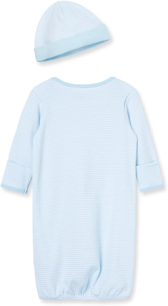 Little Me Clothes for Baby Boys' 2-Piece Nightgown and Cap Set 100% Cotton with Elastic Bottom, Baby Essentials, 0-3 Months
