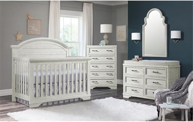 Pemberly Row Modern Wood Arch Top Convertible Crib in White Dove