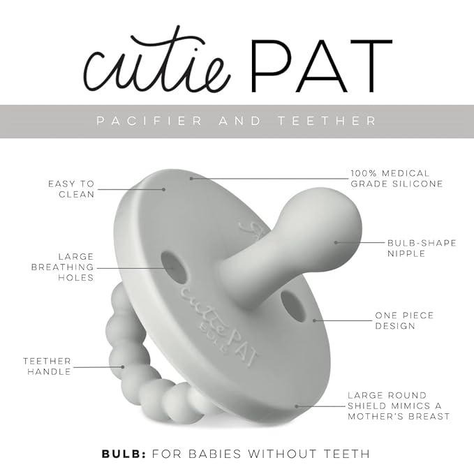 Ryan & Rose Cutie PAT Pacifier Teether (Bulb, Grey)