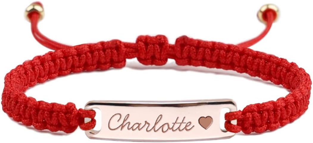 Personalized Baby Bracelet, 18K Gold Plated Custom Name Bracelet, Braided Cord Baby Bracelet Adjustable for Baby Girls and Boys as Birthday Gift Baptism Gift