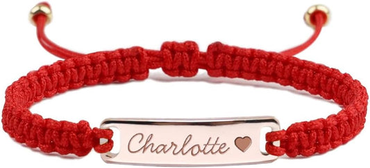 Personalized Baby Bracelet, 18K Gold Plated Custom Name Bracelet, Braided Cord Baby Bracelet Adjustable for Baby Girls and Boys as Birthday Gift Baptism Gift