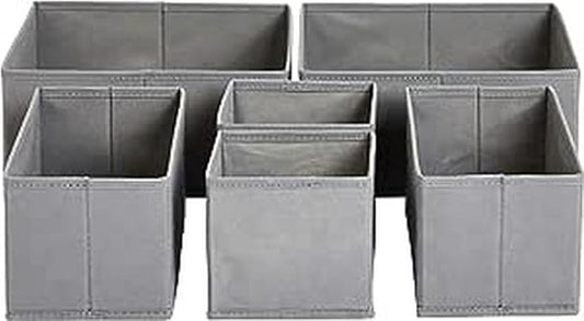 Amazon Basics Cloth Drawer Storage Organizer Boxes for Socks, Underwear and Baby Items, Set of 6, Gray (Pack of 10)