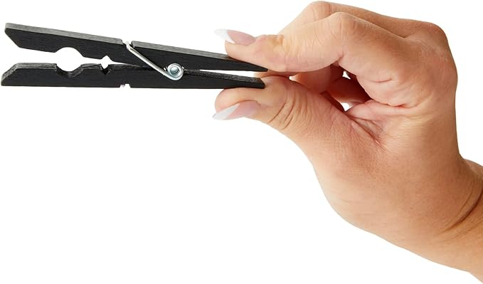 Juvale 100 Pack Wooden Clothespins for Hanging Laundry, Crafts, Photos (Black, 4 in Clothes Pins Wooden)