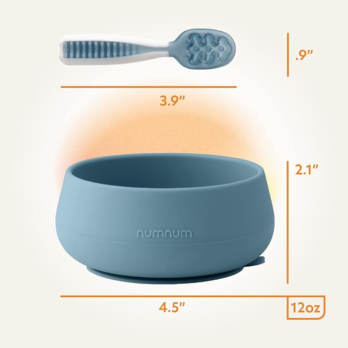 NumNum Suction Bowls for Babies & Toddlers, Extra Strong Non-Slip Suction, 100% Food-Grade Silicone, BPA-Free, Microwave & Dishwasher Safe, Baby-Led Weaning Bowls for 4+ Months & GOOtenils Blue/Green