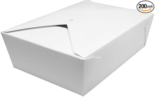 Karat FP-FTG76W 76 fl.oz. 7.8" x 5" X 2.4" Fold-to-Go Box #3, White (Pack of 200)