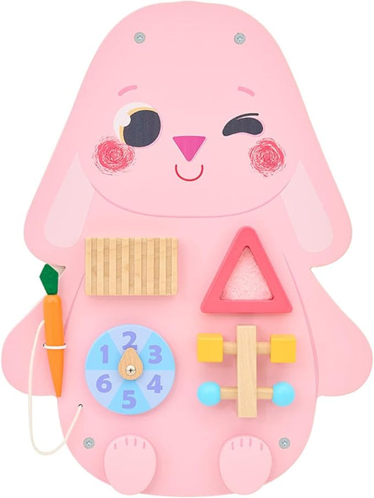 Monläurd® Wooden Rabbit Sensory Wall Toy, Busy Board for Toddlers, Montessori Sensory Wall Panel for Kids, Ideal for Classroom, Playroom & Daycare, Wall Activity Board
