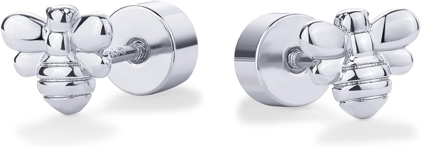 PAVOI 14K Gold Plated Dainty Flat Back Earrings for Women - Hypoallergenic Sterling Silver Posts Helix Cartilage Piercing Jewelry - Emoji Motif Bow Celestial Flatback Gold Stud Earrings Screw Back