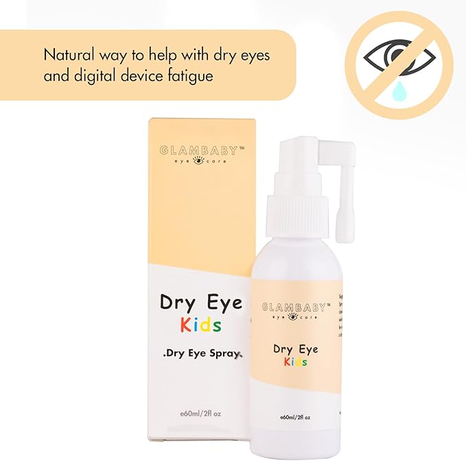 GlamBaby Dry Eye Spray for Kids of All Ages | Gentle, Soothing Hypochlorous Spray, 60ml | Relief Eye Drops for Dry Eyes | for Tired Eyes and Device Fatigue | Gentle Eye Care Solution for Eye Strain