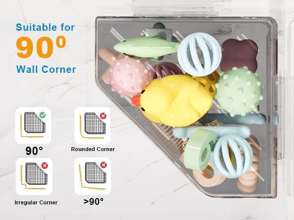 Natheeph Bath Toy Organizer 2-Pack - Grey Large Capacity Bath Toy Storage Holder with Quick-Dry Holes, Space-Saving Corner Shower Caddy for Bathroom & Kitchen