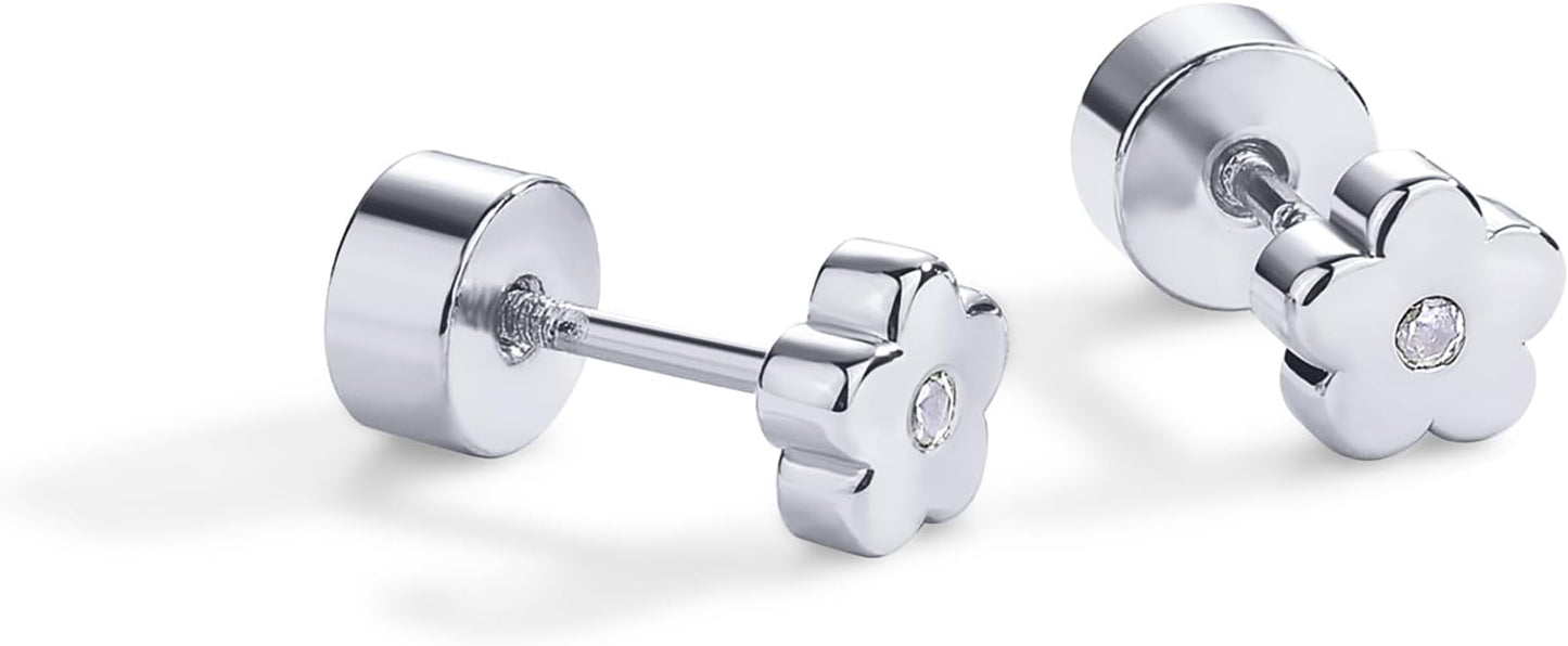 PAVOI 14K Gold Plated Dainty Flat Back Earrings for Women - Hypoallergenic Sterling Silver Posts Helix Cartilage Piercing Jewelry - Emoji Motif Bow Celestial Flatback Gold Stud Earrings Screw Back