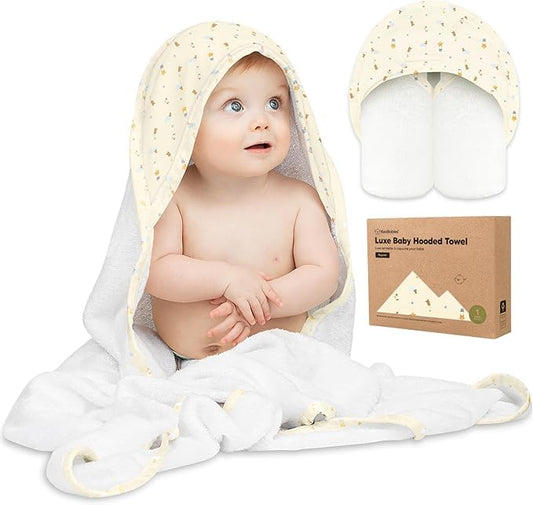 KeaBabies Hooded Baby Towel for Newborn - Viscose Derived from Bamboo Large Baby Bath Towels with Hood for Boys, Girls, Toddler, Extra Absorbent & Soft Newborn Bath Essentials (Dreamers)