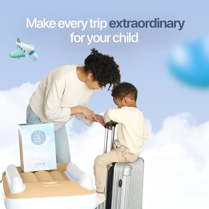 Inflatable Toddler Travel Bed - Airplane Bed for Kids, Airplane Seat Extender for Kids - Plane Bed for Baby Air Mattress, Toddler Blow Up with Sides Pump and Belt