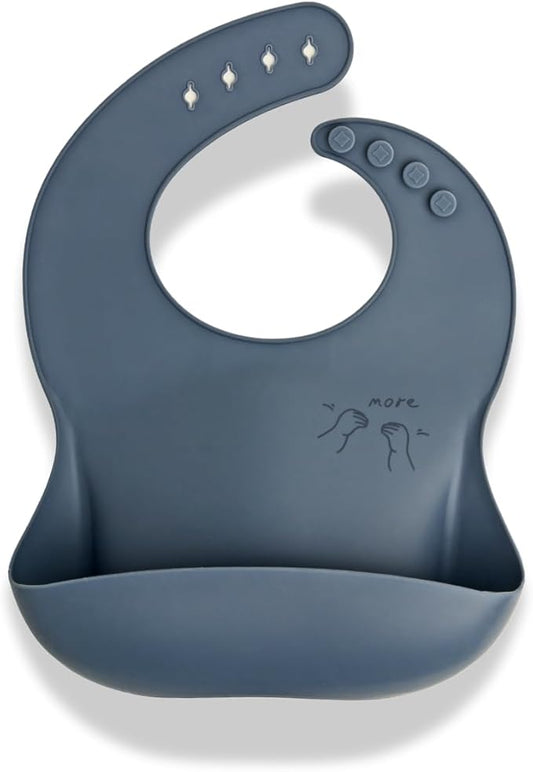 Baby Sign Language Bib, Silicone Baby Bibs, ASL Graphics, Food Catcher, Adjustable, Waterproof, Soft, 6-36 Months