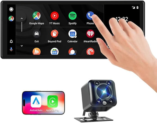 VSYSTO Car Stereo Wireless Carplay and Android Auto, 10.26" Touchscreen WiFi Truck Dash Cam with 2K Infrared Night Vision Lens Backup Camera for Semi Trailer Van Tractor RV, GPS Navigation (Black-B)