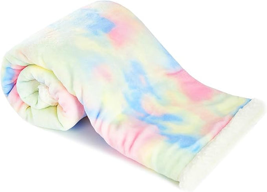 Cute Cozy Fluffy Warm Baby Blanket 30" x 40"for Boys Infants Toddlers' Bedding Crib Cot Stroller, Baby Shower Birthday Newborn's Gift (Tie Dye Colored)