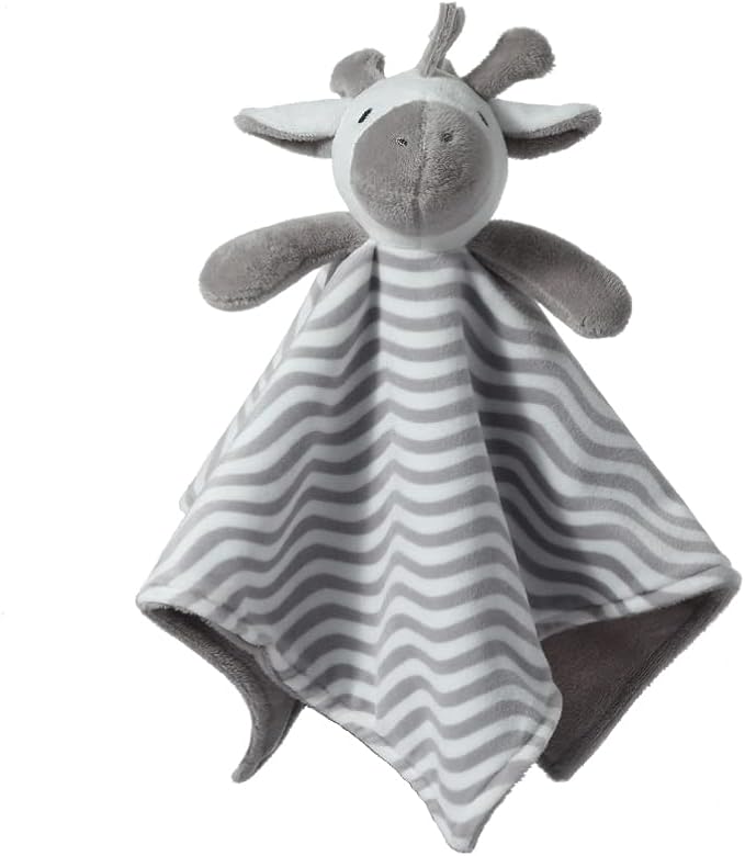 CREVENT Soft Plush Animal Face Security Blankets for Boys and Girls, Great Gifts for Birthday Baby Shower (Grey Zebra)