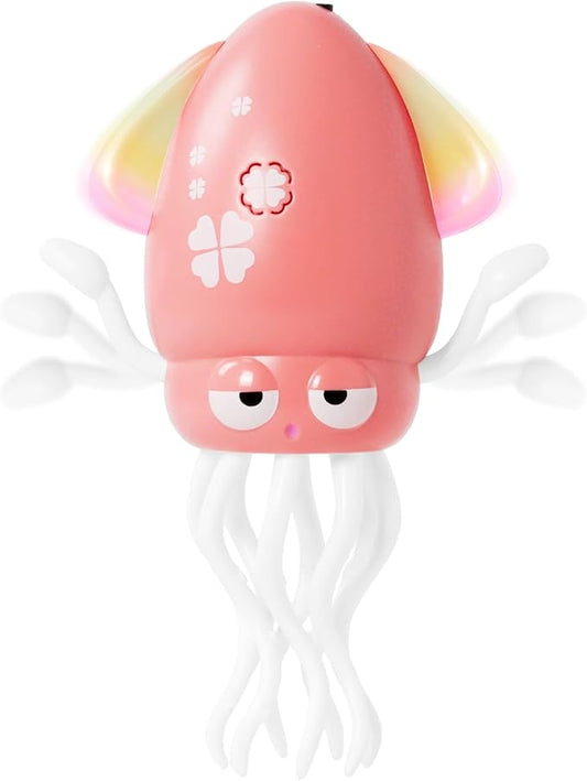 Dancing Octopus Baby Girl Toys, Pink Electric Crawling Squid Infant Tummy Time Toy with Light & Music, Interactive Sensory Toy for Toddlers & Kids (Ages 0-6+), Birthday Gift for 6 12 18 24 36+ Months