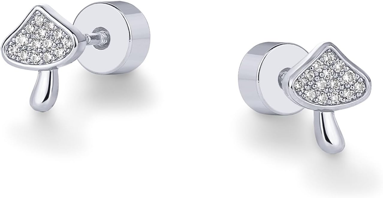 PAVOI 14K Gold Plated Dainty Flat Back Earrings for Women - Hypoallergenic Sterling Silver Posts Helix Cartilage Piercing Jewelry - Emoji Motif Bow Celestial Flatback Gold Stud Earrings Screw Back