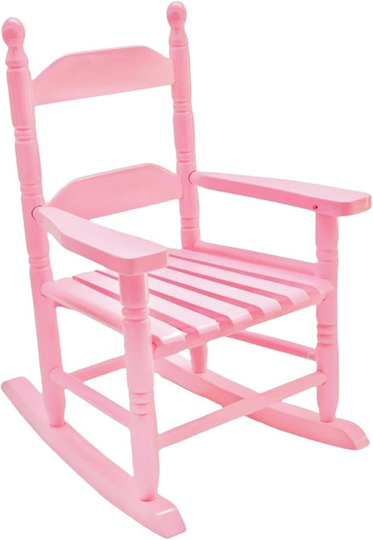Child Rocking Chair for 3-6 Small Baby Kids Wooden Outdoor Furniture Indoor Living Room Lounge Bedroom Porch Patio Outside Pink