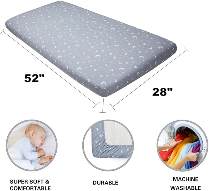 4 Pack Crib Sheets Star and Moon Neutral Unisex Baby Mattress Cover Fitted Crib Sheets Set for Baby Boys or Girls Moon