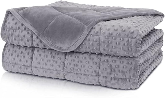 Weighted Blanket Twin 12lbs for Adult(48"×72",Gray) Breathable Soft Minky Weighted Throw Blanket for All Season,Heavy Blanket with Premium Glass Beads