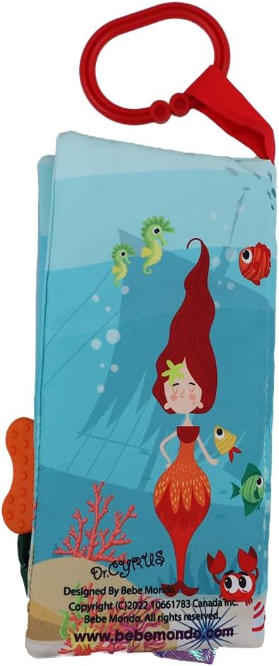 Fish Baby Books Toys 0-6-12-18 Months,Touch Feel Crinkle Cloth Books for Babies Infant Newborn 0-3 Months Baby Girl Boy Shower Gifts Toys,Soft Teething Stroller Toy,Easter Gift Items-Mermaid