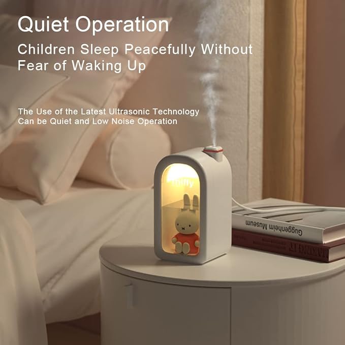Mipow X Miffy Cool Mist Humidifier - Ultrasonic Quiet , Mini Cute Humidifier with Night Light for Bedroom/Babies Nursery/Office, 380ml