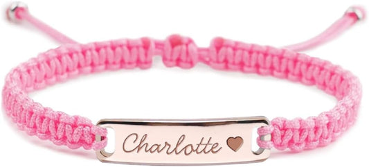 Personalized Baby Bracelet, 18K Gold Plated Custom Name Bracelet, Braided Cord Baby Bracelet Adjustable for Baby Girls and Boys as Birthday Gift Baptism Gift